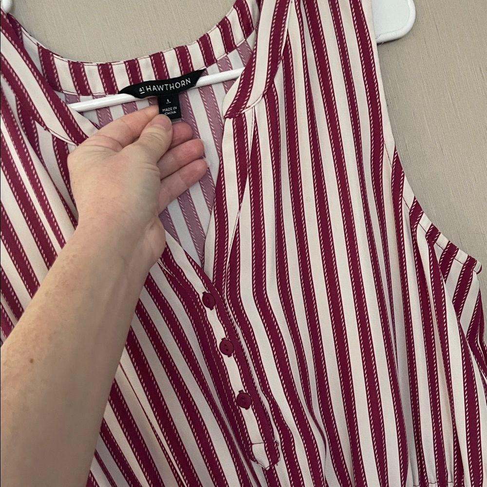 41 hawthorn dark purple fuschia pink white striped tank dress large - Picture 3 of 4